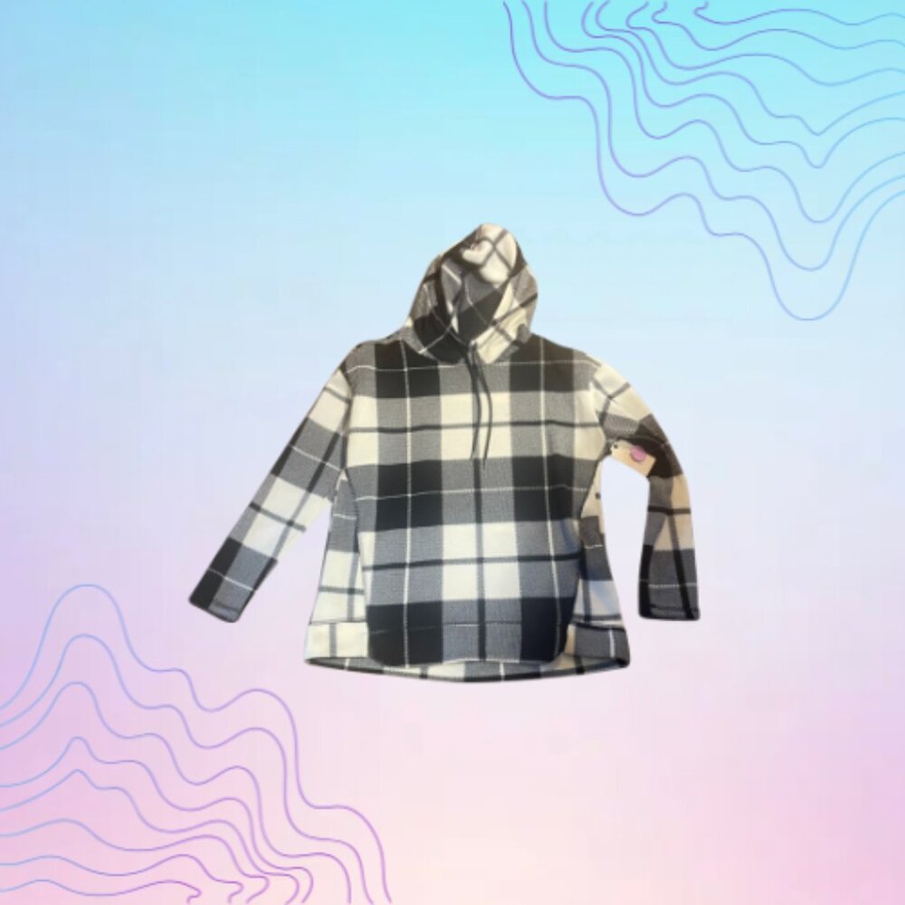 NWT ST. JOHN’S BAY Black & White Buffalo Plaid Hoodie